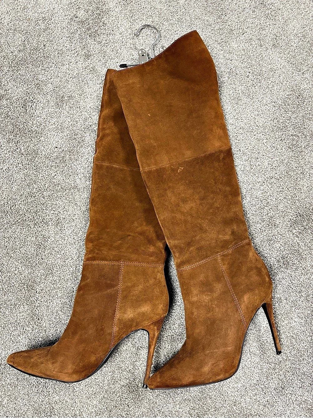 Brown Suede Over-the-Knee Heeled Boots